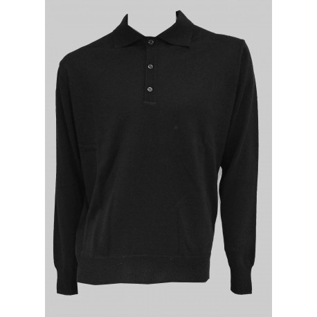 Ragno men's polo long sleeves shirt in wool blend